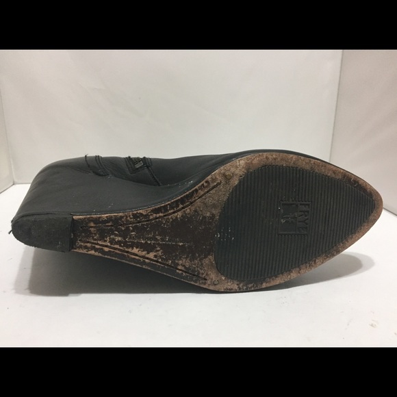 Frye "Regina" Wedge Ankle Boots Black Leather 7M - Picture 7 of 12